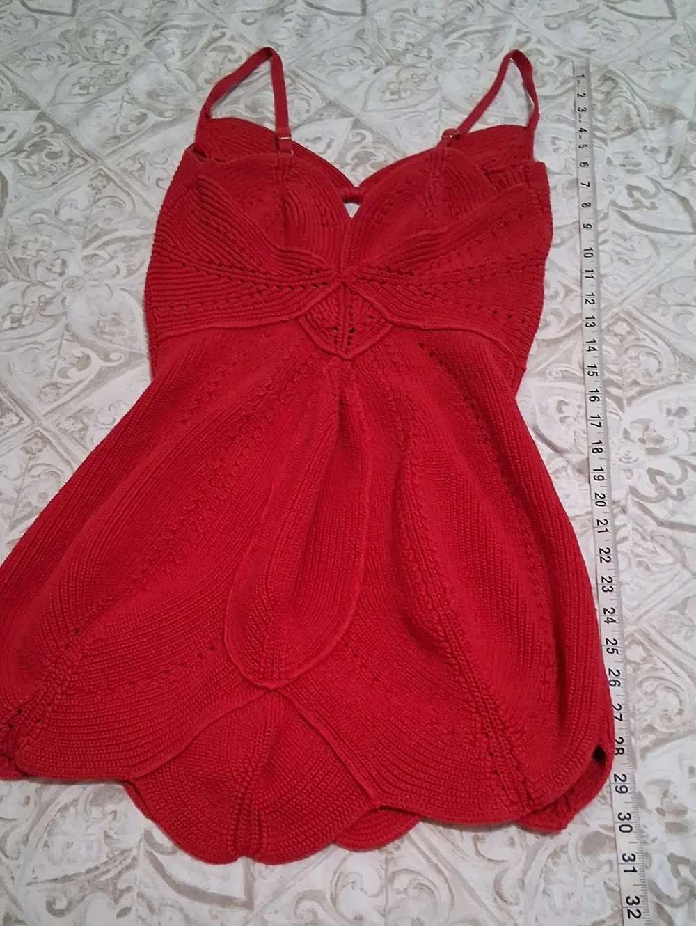 Cult Gaia RTR Marlow Red Knit Cutout Spaghetti Strap Mini Dress Size XL - Picture 11 of 15
